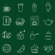 Vector Set of Chalk Coffee Icons