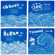 Vintage set of banners with ethnic waves