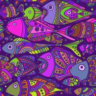 Vector seamless pattern with a lot of Fishes