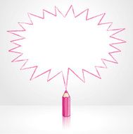 Pink Pencil Drawing Pointed Starburst Speech Balloon