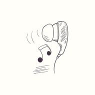 Sketched earphone with music desktop icon