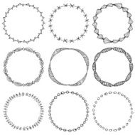 vector set of decorative doodle floral wreathes N2