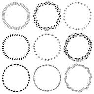 vector set of decorative doodle floral wreathes N3