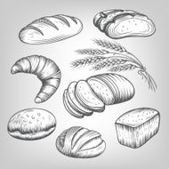hand drawn bakery icons set