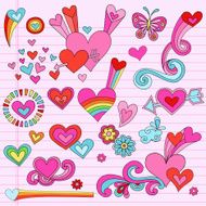 Valentine Hearts Love Notebook Doodles Set