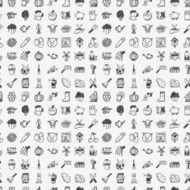 seamless doodle farming pattern