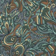 Abstract hand-drawn wave floral pattern N3