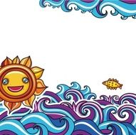 Sun and waves vacation background