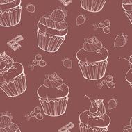Seamless pattern with the blueberry strawberry cherry doodle c