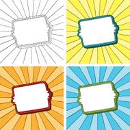 Doodle frame with sunbeam radial background