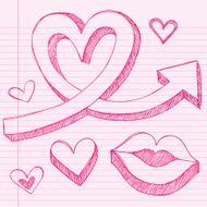 Hand-Drawn Sketchy 3D Love Doodle Heart Arrow