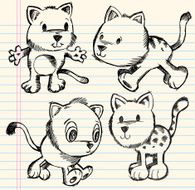 Doodle Sketch Cat Set