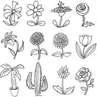 Flower collection in black and white
