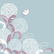 Cute greetings card with birds on a swing