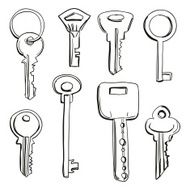 Keys collection in black and white