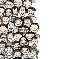 Seamless pattern with people crowd for your design N3
