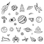 Hand-drawn Outer Space Doodles