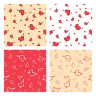 Set of Valentine seamless pattern hearts