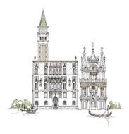 Venice Venice hotel town Tower and Court building Sketch collection