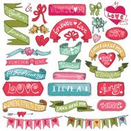 Valentines day set Labels emblems ribbons banners