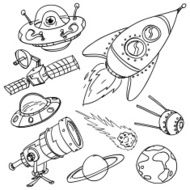 Space objects in black and white