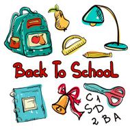 Back to school education icons cartoon set N3