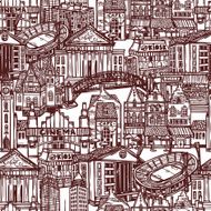 Sketch city seamless pattern