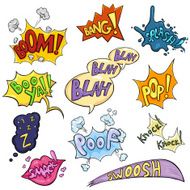 Vector Set of Cartoon Comics Phrases and Effects