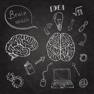 Doodles icons brain set