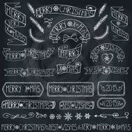 Christmas ribbons badges winter decor set Chalkboard