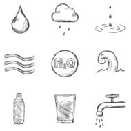 Vector Set of Sketch Water Icons