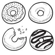 Donut assortment pencil sketch