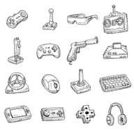 Video game icons set doodle illustration N2
