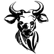 Marker hand-drawn forest animals bull