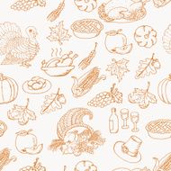 Thanksgiving seamless pattern sketch doodle on white background Vector illustration