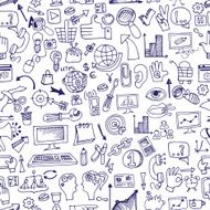Doodle seo icons in seamless pattern eps