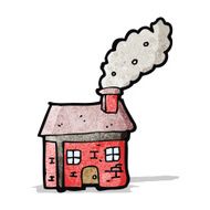 cartoon cottage with smoking chimney