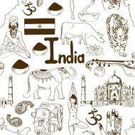 Sketch Indian seamless pattern
