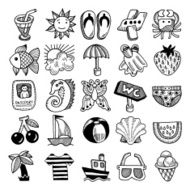 sketch icon set of summer theme vector illustration N2