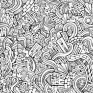 Cartoon vector doodles hand drawn town N3