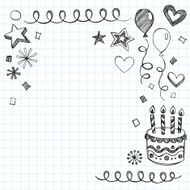 Hand-Drawn Sketchy Birthday Notebook Doodles