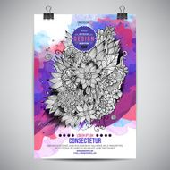 Vector watercolor paint floral poster