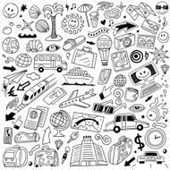 Travel transportation - doodles set