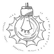 Hanging Glowing Light Bulb In Socket Drawing