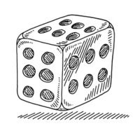 Dice With No Choice Six On Every Side Drawing