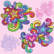 Groovy Psychedelic Stars and Hearts Notebook Doodle