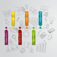 Marketing infographic concept and hand drawn business doodles