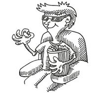 Boy 3D Glasses Cinema Popcorn Drawing