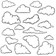 vector set of outline clouds