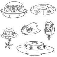 UFO collection in black and white